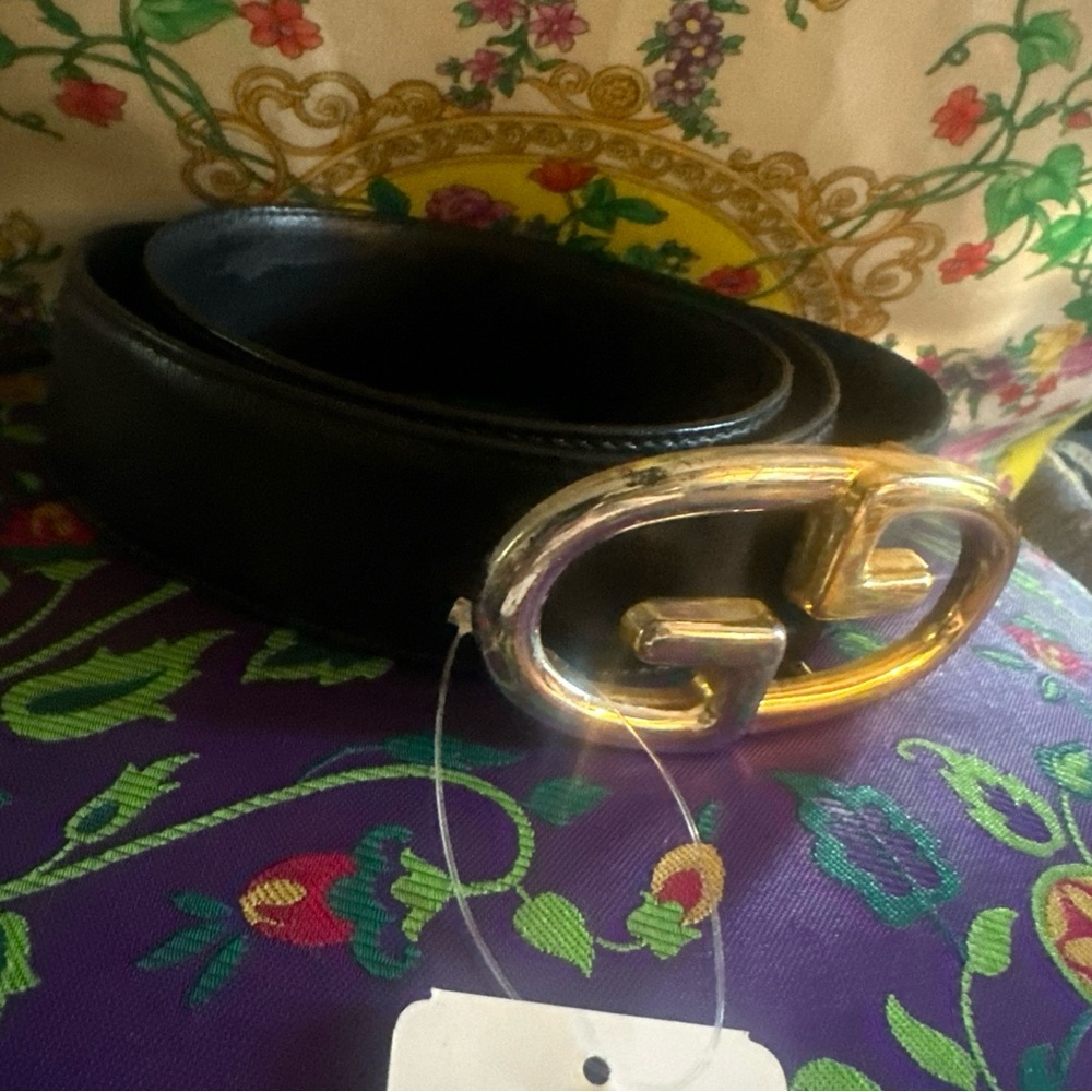 Gucci Black Leather Belt with Gold/Silver Double G Buckle 80/32 - Picture 8 of 9